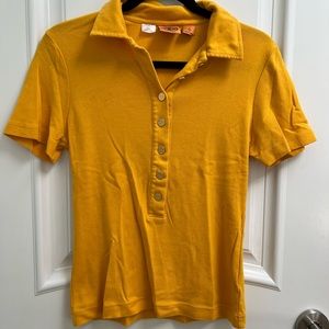 Tory Burch polo shirt yellow with gold buttons size M